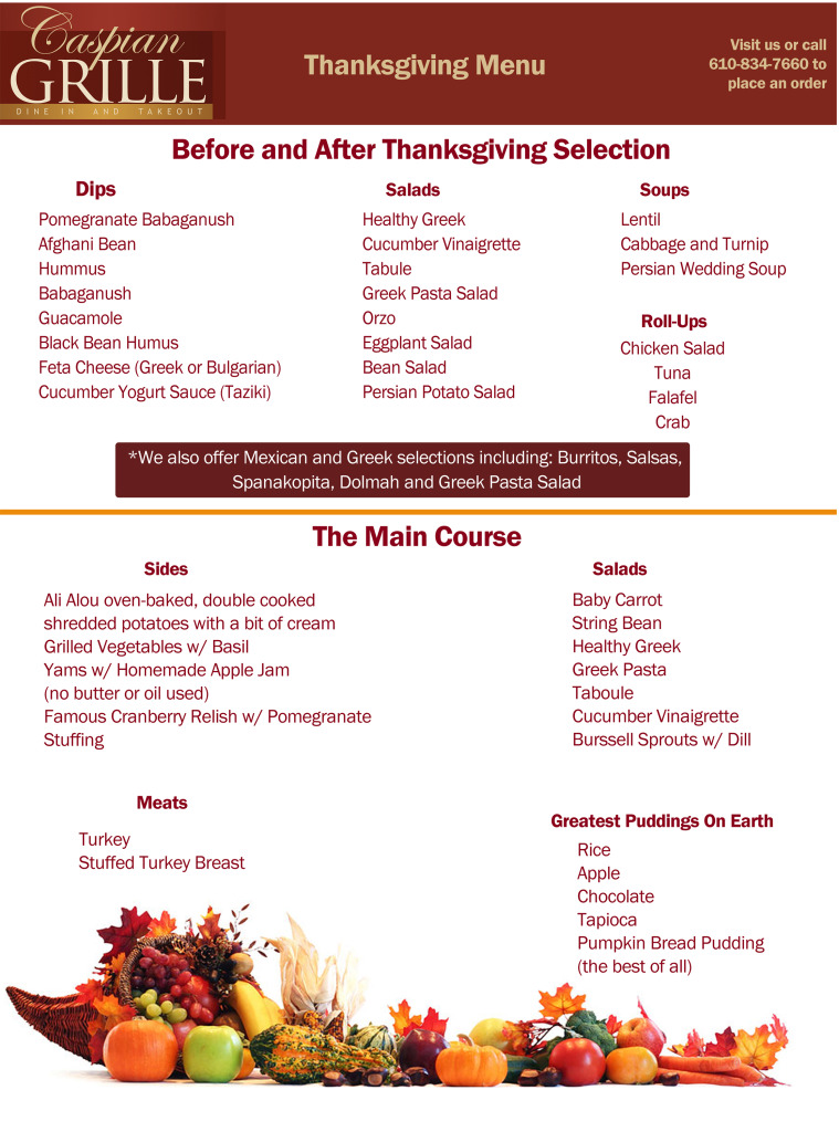 thanksgiving menu 2014